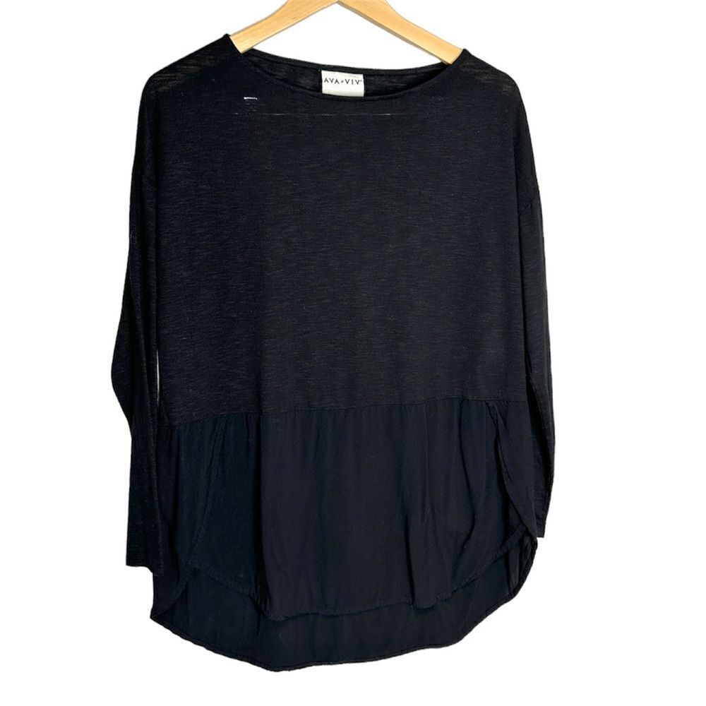 Ava‎ & Viv Women’s Black Long Sleeve Blouse Size Large